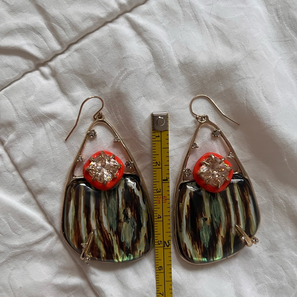 RARE Alexis Bittar Lucite Teardrop Gold Earrings - Picture 9 of 11